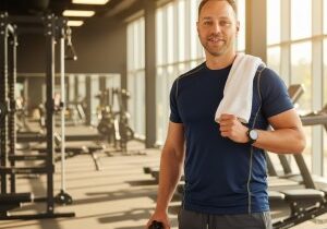 Person exercising safely indoors during a summer heatwave.